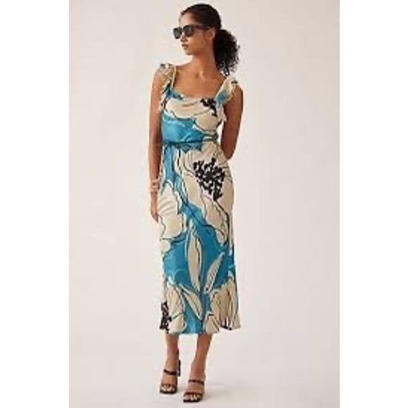 Anthropologie Conditions Apply Ruffled Floral Maxi Dress size Large - Picture 1 of 5
